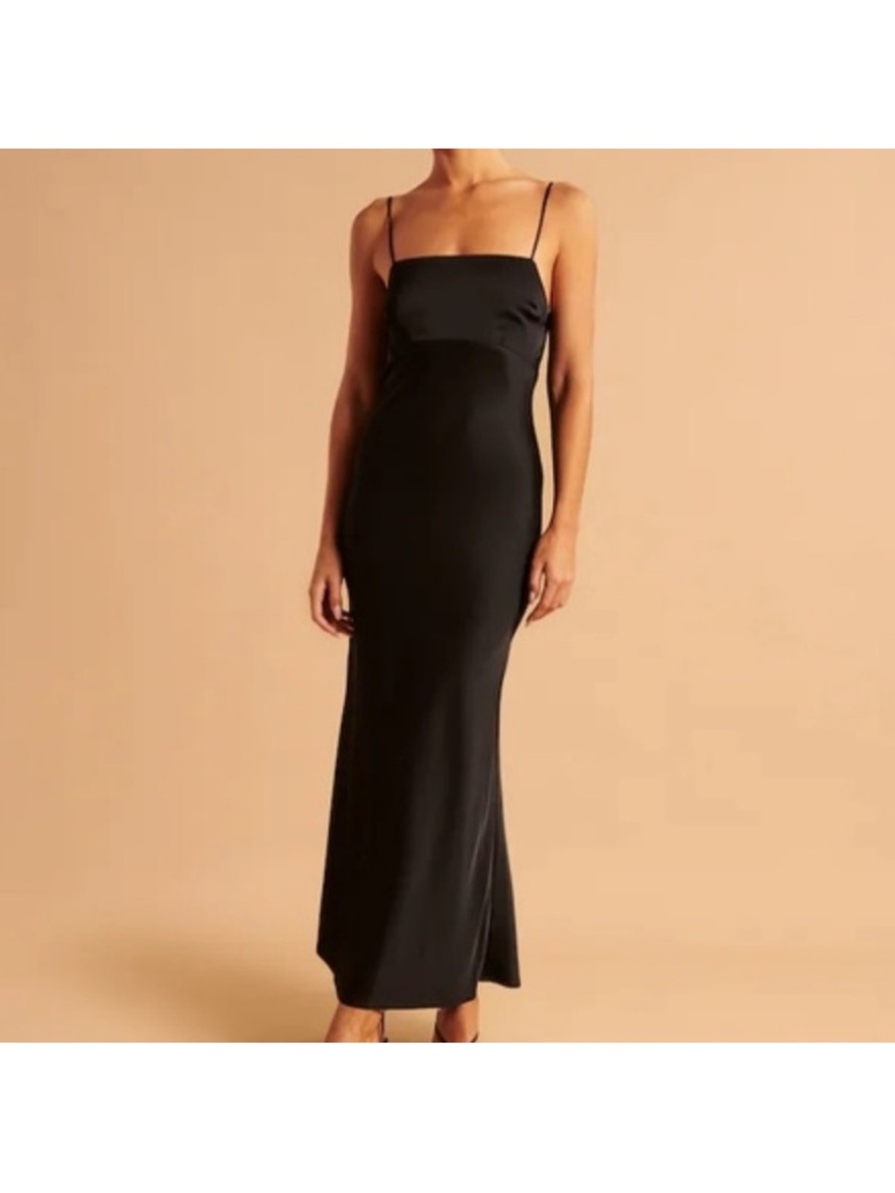 Abercrombie And Fitch Satin Cowl Back Satin Maxi Dress Black Size Medium M NWT
